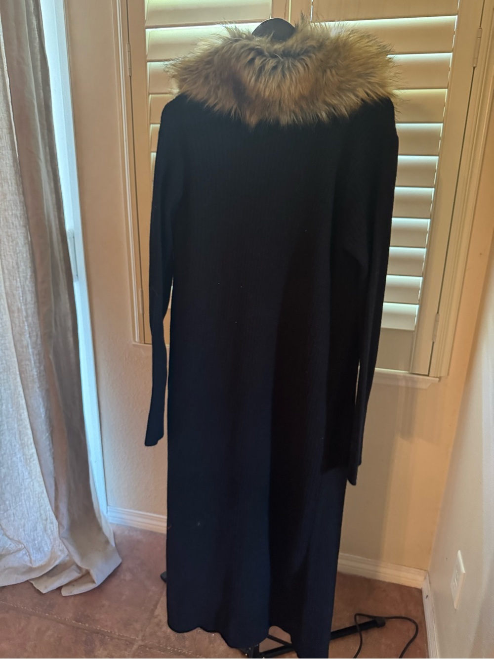 NEW Show Me Your MuMu Black Longline Lombardi Coatigan with Faux Fur Collar - Picture 4 of 10